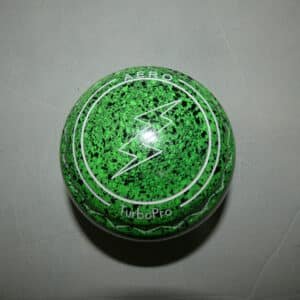 Aero TurboPro Lawn Bowl Size 3H Moss Speckled showing Z-Scoop grip.
