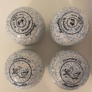 Four Henselite Dreamline XG Everest lawn bowls arranged in two rows